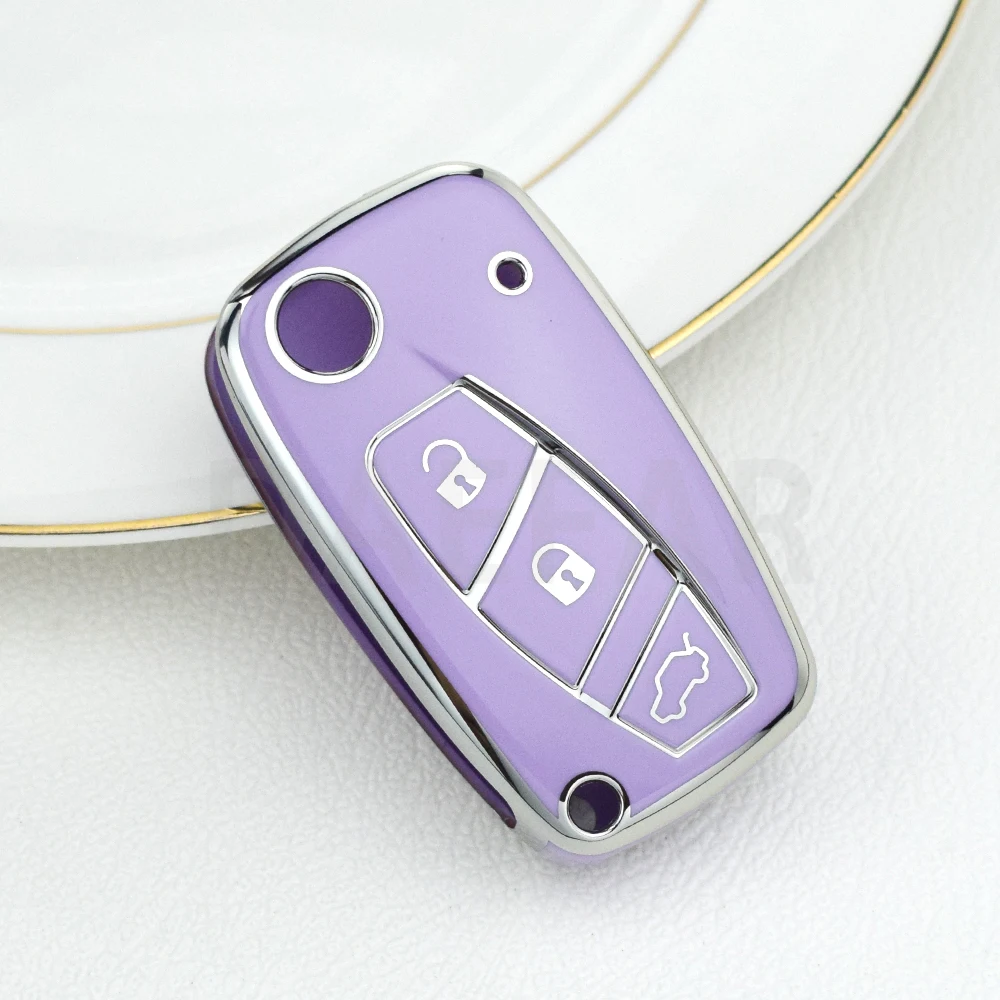 3 Buttons TPU Flip Folding Remote Car Key Shell Case for Fiat Punto Ducato Iveco Stilo Panda Doblo Bravo Protector