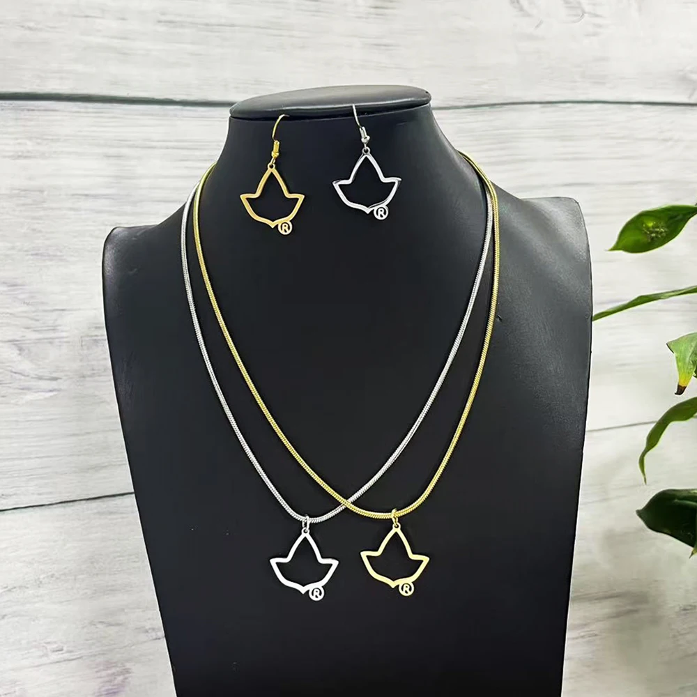 Alpha Sisters Sorority Alumni Association College Graduation Ceremony Ivy League Stainless Steel Charm Earrings and Necklace Set
