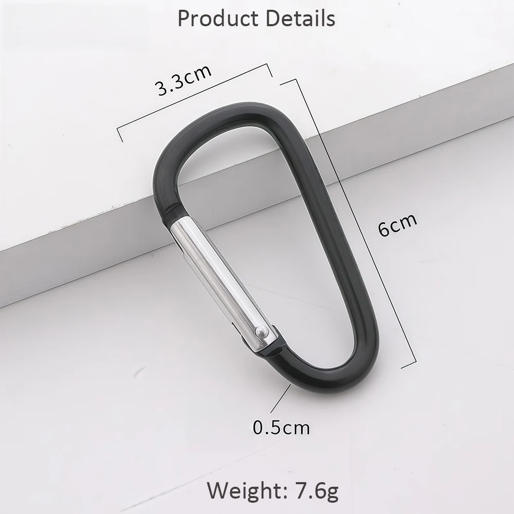 10pcs Custom Metal Carabiner Clip 7D Shape Spring Snap Hook Buckle Engraved Aluminum Alloy Key Ring for Camping Hiking Outdoors