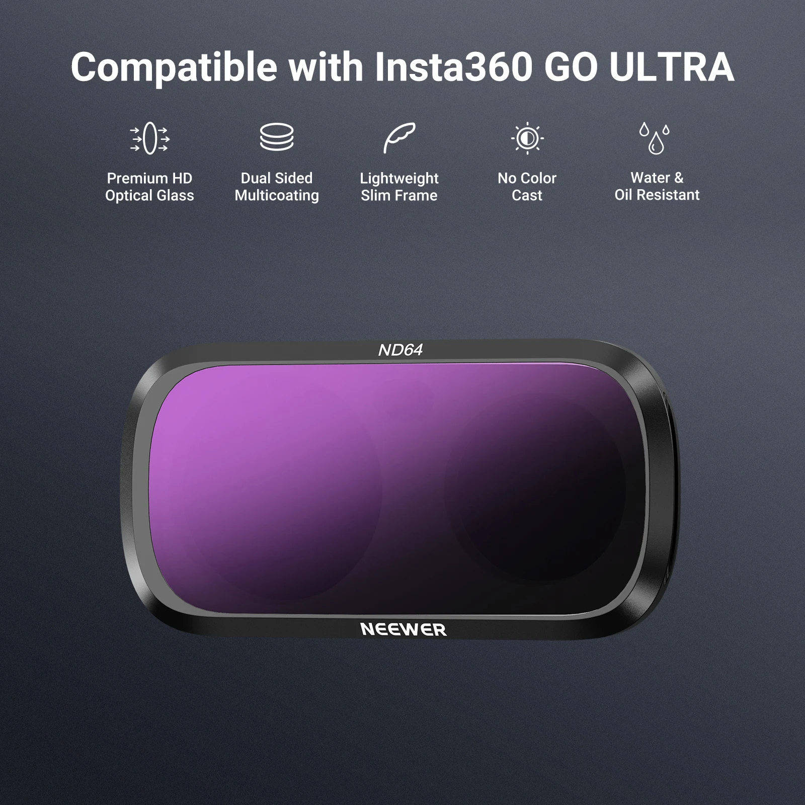 NEEWER CPL + ND Filterset für Insta360 Luna Ultra, Neutraldichte-Filter ND16 + ND64 + ND256, Polarisationsfilter für Action-Kameras – Detail 2