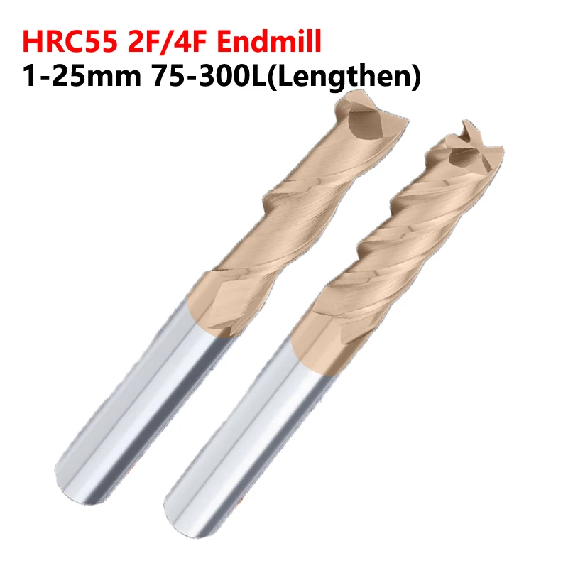 

OYYU Удлиненные концевые фрезы HRC55 2F 4F 2/4 Фрезерные фрезы с ЧПУ 75L 150L 200L 300L Длинная твердосплавная концевая фреза 1-25 мм