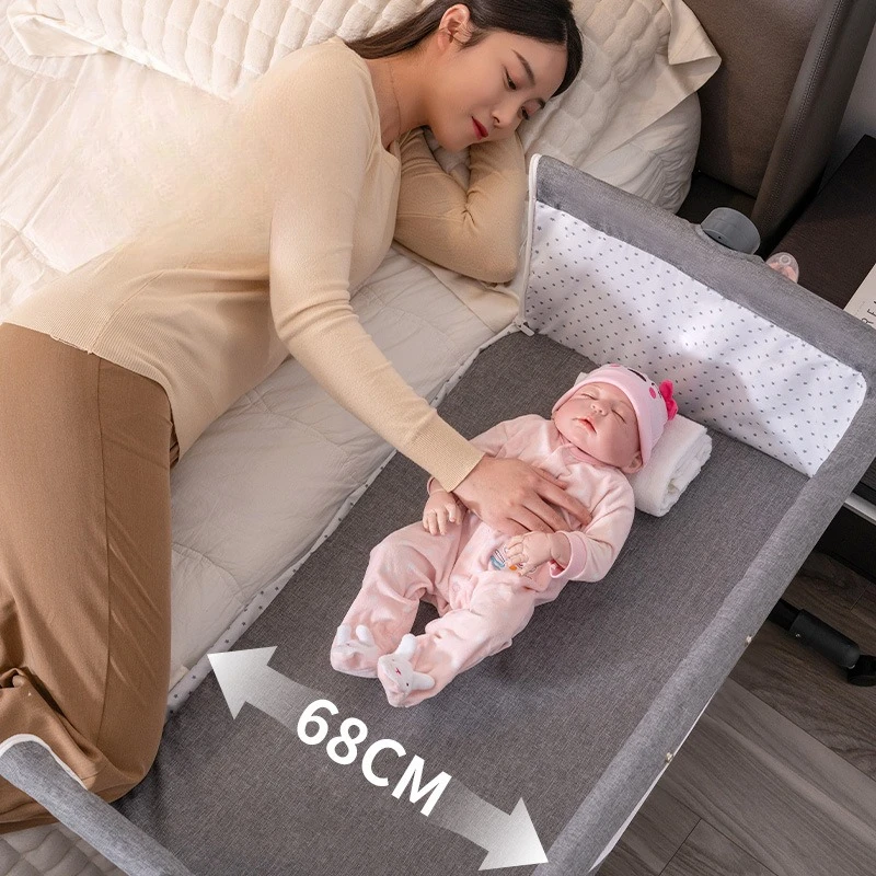 Portable Baby Crib  Foldable and Movable Children's Bed  Multifunctional Splicing Large Bed  Rocking Cama Infantil  Bedroom