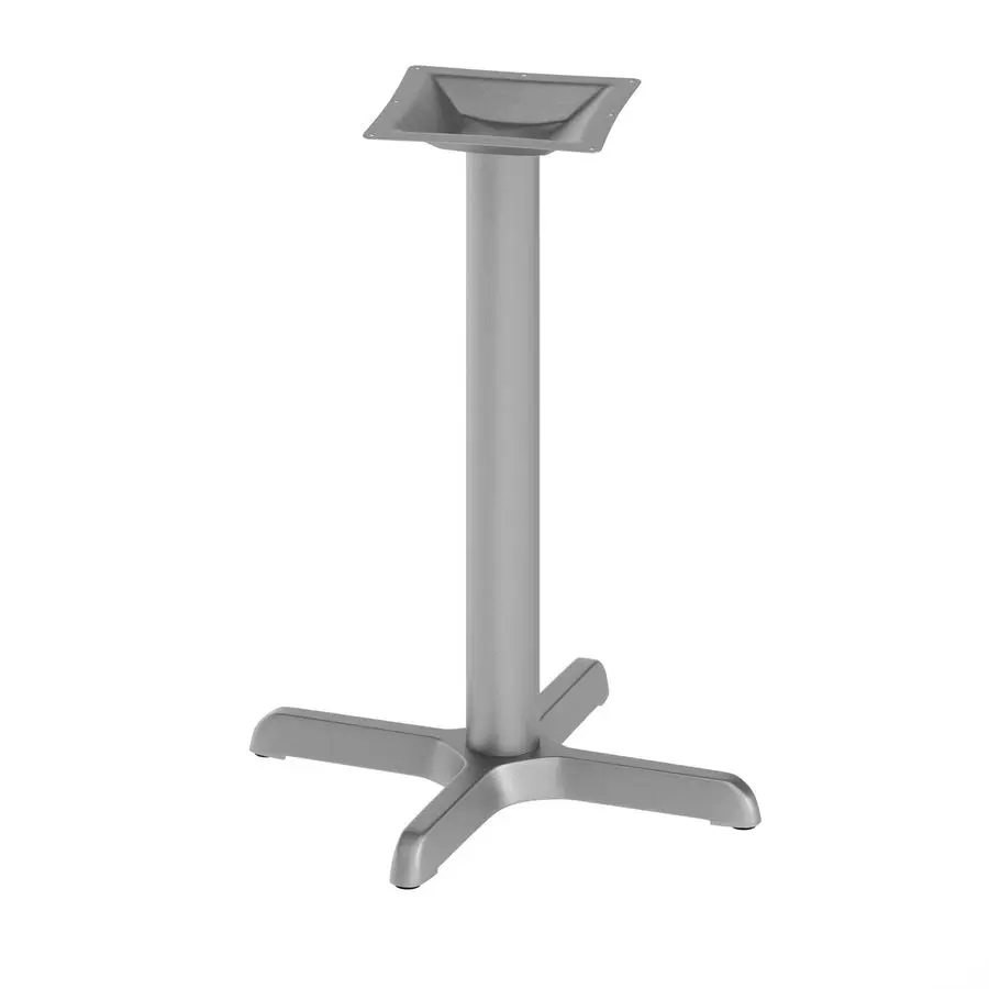 Beverly 22 x 22 Restaurant Table XBase with 3 Diameter Table Height Column, Commercial XBase Cast Iron Table Base, Silver