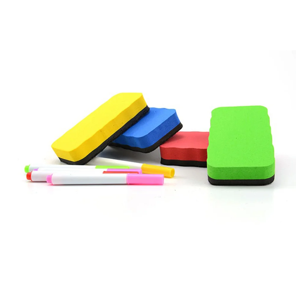 

4Pcs Eva Blackboard Eraser Rubber Powder Felt Bottom Whiteboard Eraser Dry Cleaner School Office Use Rubber Powder