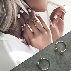 Minimalist Adjustable Simple Gold Silver Knuckle Open Male Double Ball Copper Ring Unisex Rings Jewelry Joint Ring