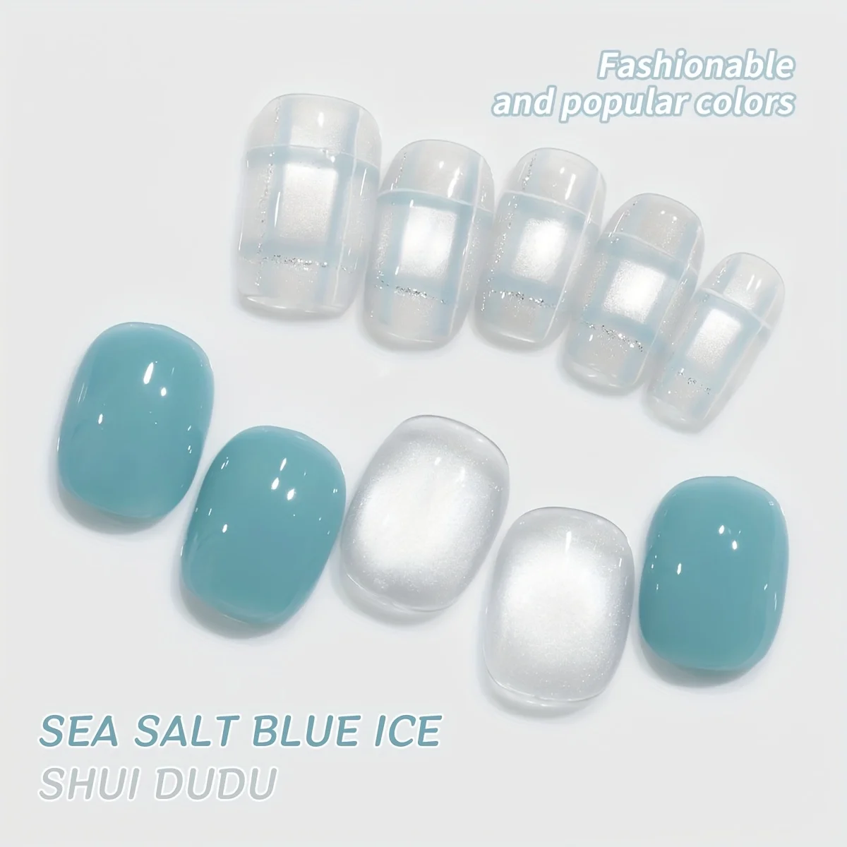 2 szt. Modny kolor na wiosnę/lato 2025, lodowo-niebieski, solny, ultra-błyszczący żelowy lakier do paznokci typu \"kocie oko\" z efektem kropli wody.