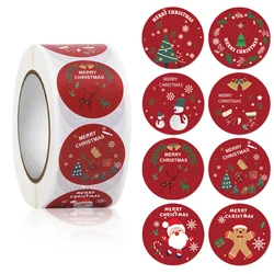 500pcs/roll 1inch/1.5inch Merry Christmas Stickers Christmas Theme Seal Labels Stickers For DIY Gift Baking Package Envelope