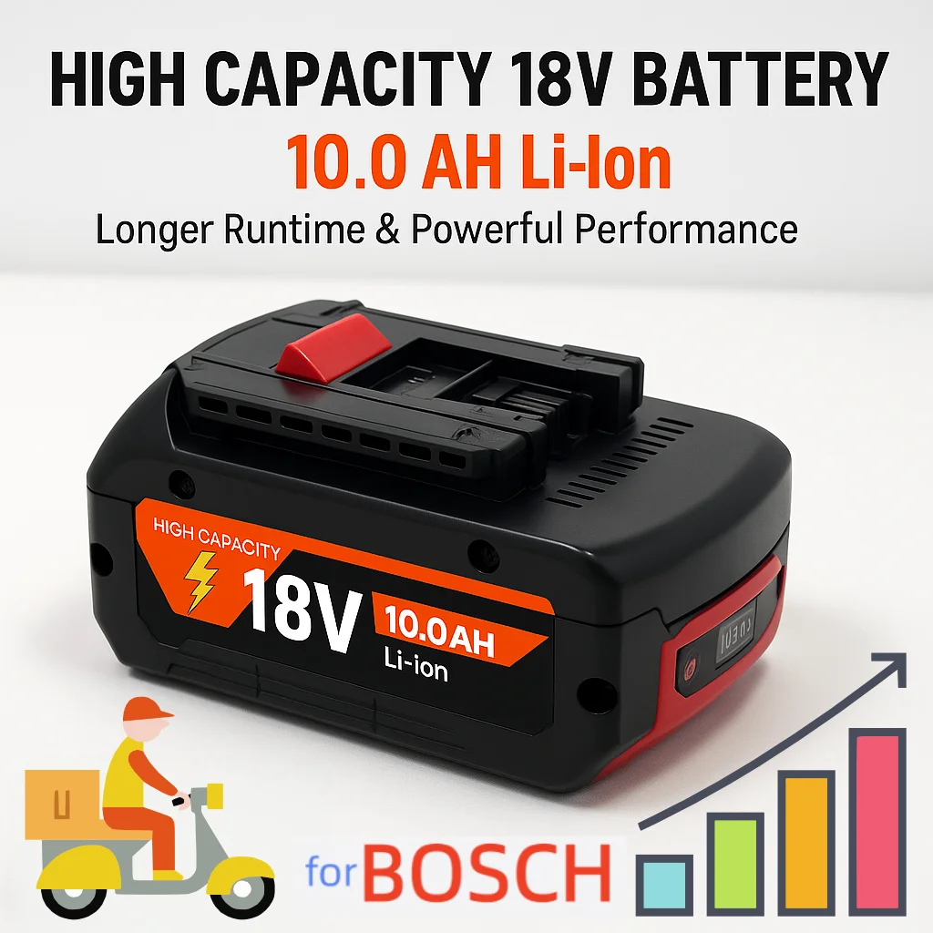 

18V 8Ah Li-ion Battery for Bosch BAT609 BAT618 BAT614 GBH185-LI GDR215 DSR185 Cordless Drill Impact Driver Replacement