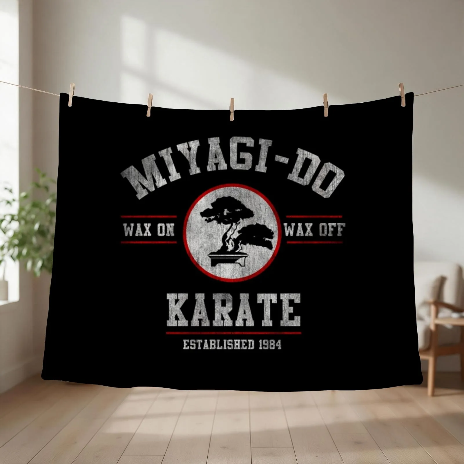 Karate Kid T-ShirtMiyagi Do Karate Kid Wax On Wax Off Throw Blanket couch cozy soft plush fuzzy picnic outdoor blanket