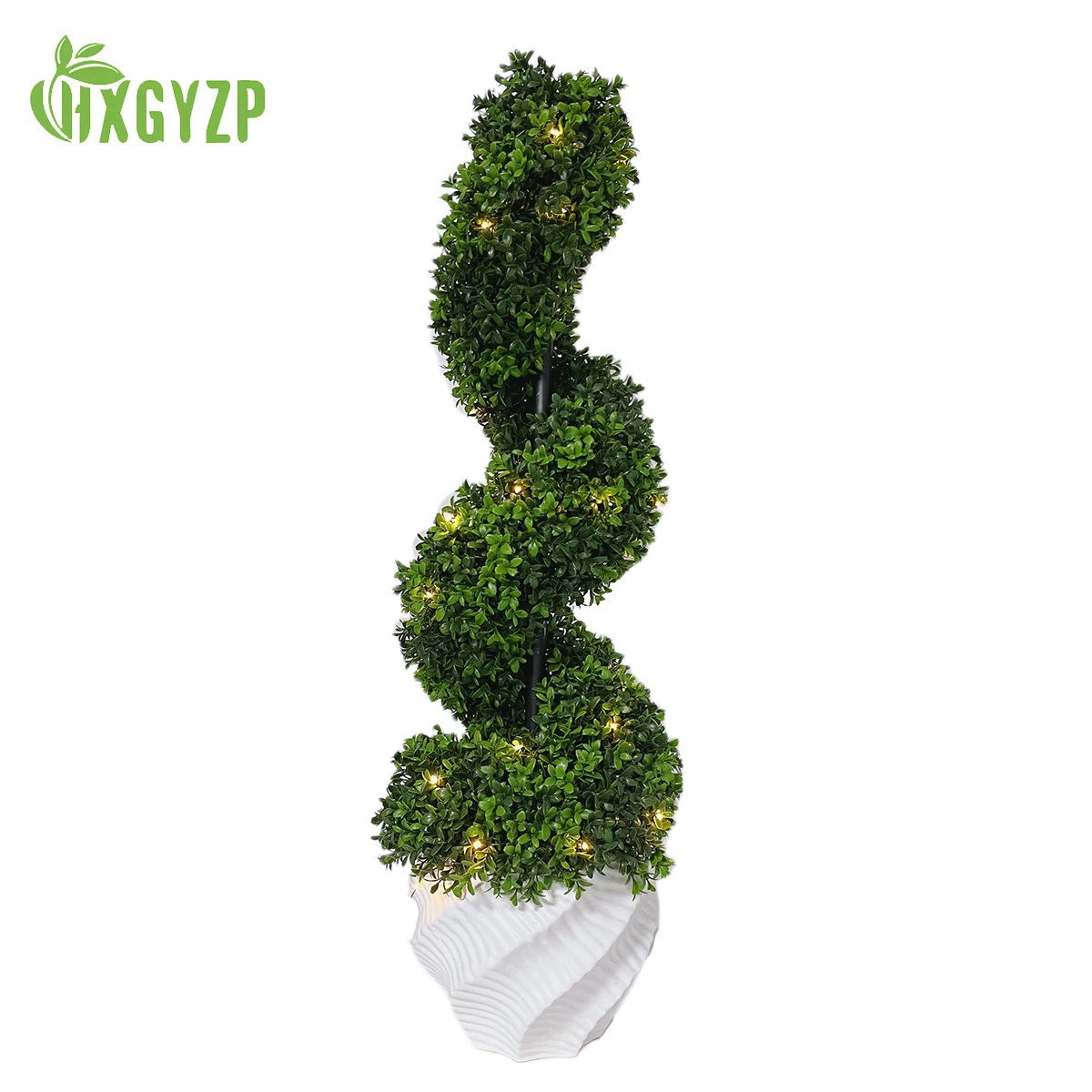 93cm Artificial Spiral Tree Plant With Lights Large Plants Potted Boxwood Topiary Bonsai Home Decoration Garden Courtyard Porch