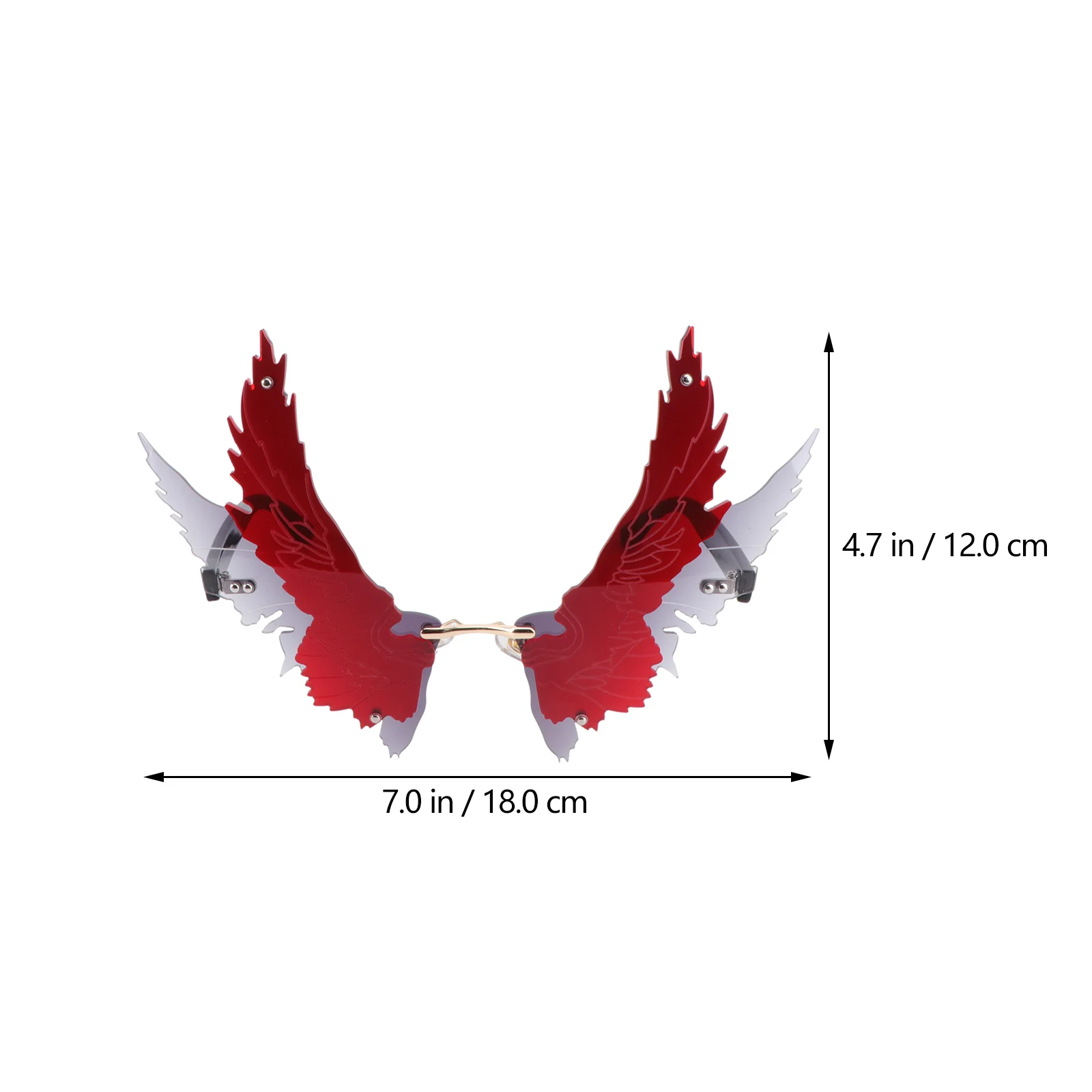 

Oversized Sunglasses Decorative Round Red Photography Prop Men Women Lightweight Durable Metal PC Novelty Wing Design Party