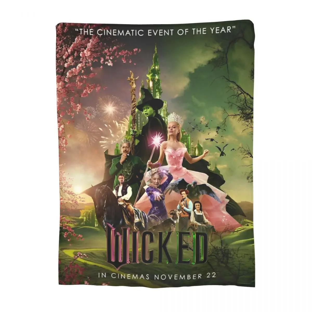 Epic Musical Fantasy Film W-Wicked Flannel Blankets Customized Throw Blanket for Home Hotel Sofa