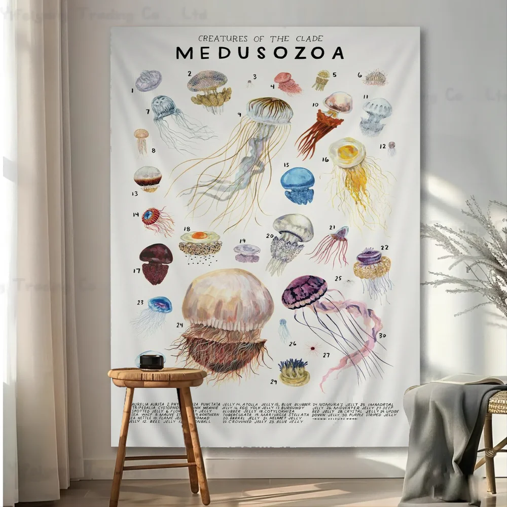 

Abstract Marine Organisms Jellyfish Whale Squid Fishes Hanging Bohemian Tapestry Bohemian Wall Tapestries Mandala Cheap Hippie