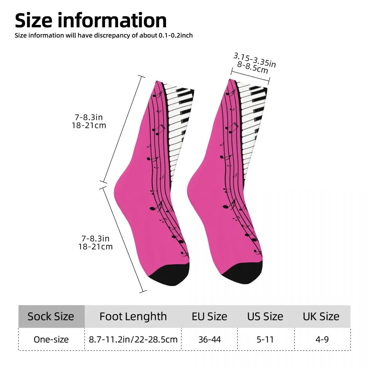 Hip Hop Piano Abstract Keys Crazy Men's Socks Music Notes Unisex Street Style Seamless Printed Happy Novelty Crew Sock Boys Gift