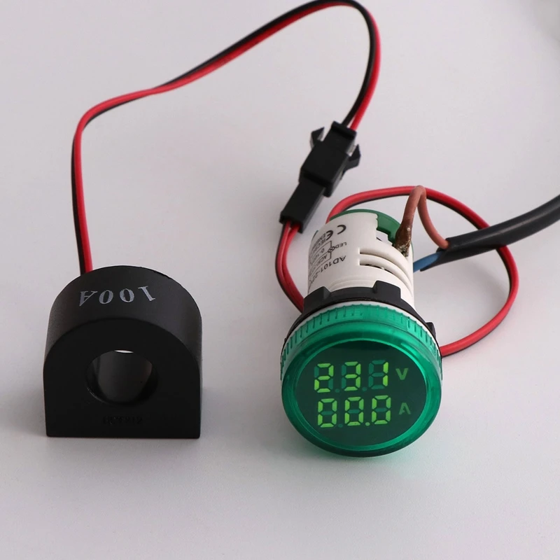 Round Digital Voltmeter Ammeter 2 in 1 50-500V 0-100A Durable