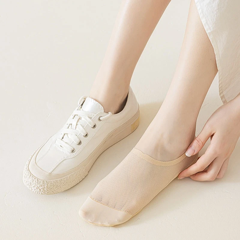 中空メッシュ薄型通気性靴下スリッパシリコーンノンスリップローカットボートソックス女性ファッション夏目に見えないノーショーソックス