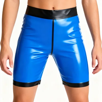 

Shorts 100%Latex Gummi kurze Hose Rubber Club Sports Pants Swimwear 0,4mm Cosplay Two-color splicing