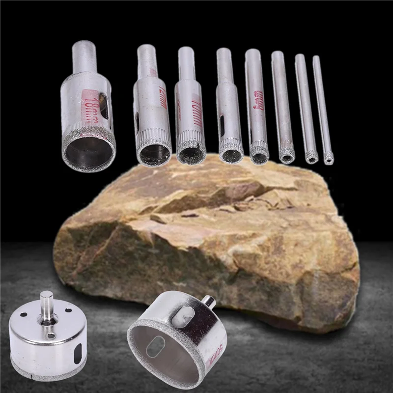 

AA81-50Pcs Diamond Hole Saw 3-50Mm Drill Bit Saw Set Tile Marble Glass Cutter