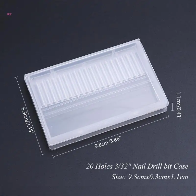Hộp đựng dũa móng tay trong suốt Hộp đựng dũa móng tay điện cho dụng cụ khoan bit 3/32"