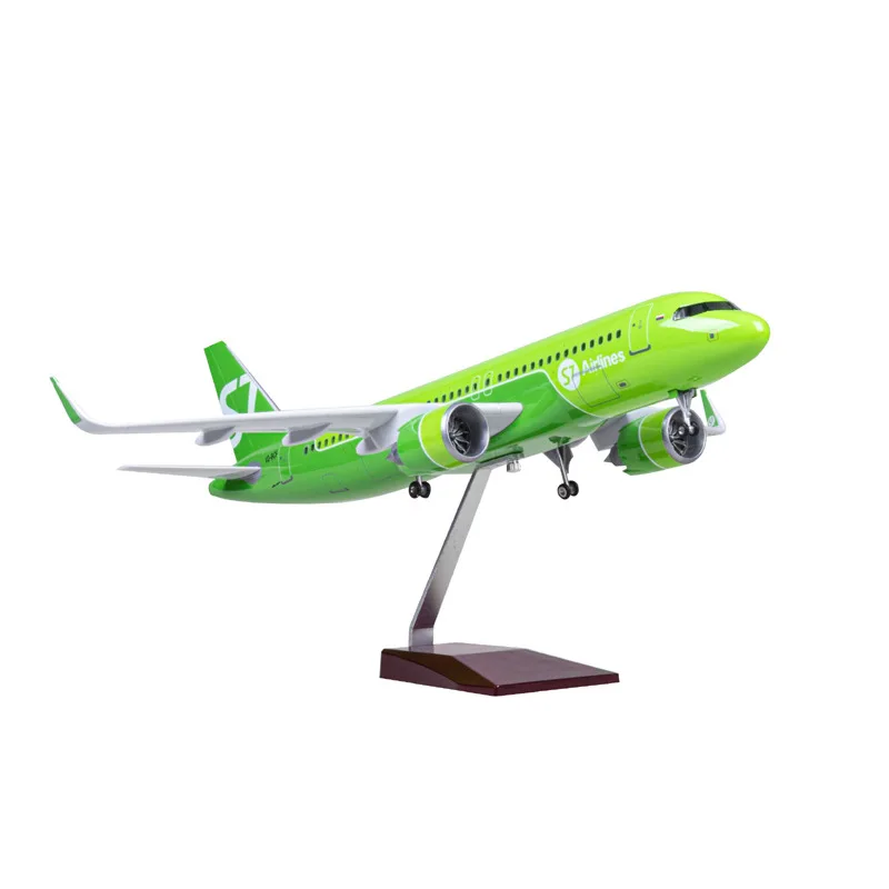 With Wheels And Lights 47cm Siberian Airlines Airbus A320neo Simulation Passenger Aircraft Model S7 Gift Collection Display