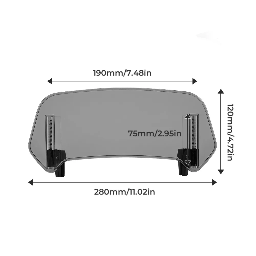 

Universal Motorcycle Windshield Adjustable Angle Gray/Transparent Moto Extension Windshield PC Plastic Windshield Extension