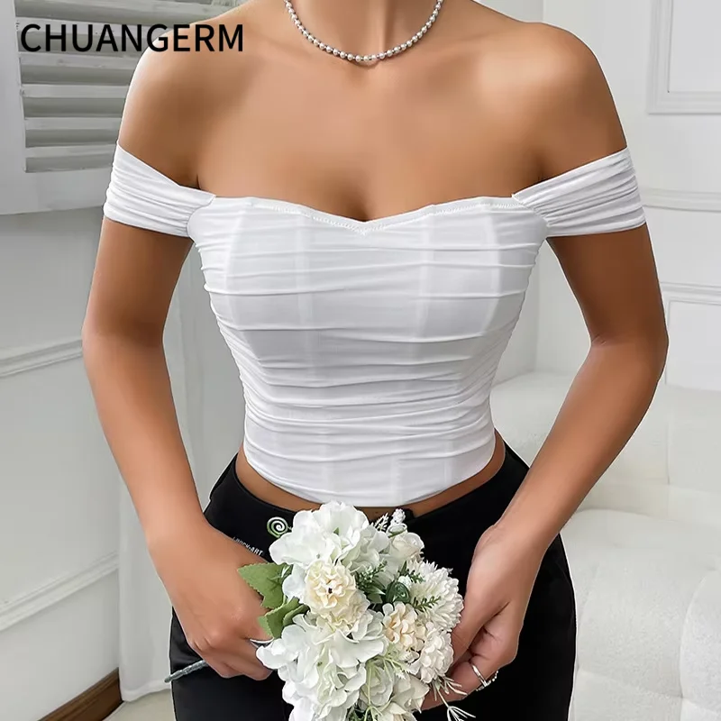 CHUANGERM Summer Embroidered Lace Underwire Hollow Out Fishbone Waist Cinching Slim Camisole Corset Vest Party Street Feminino