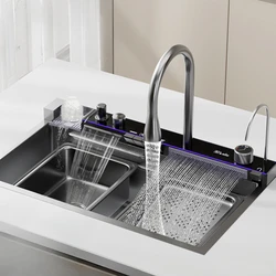 Kitchen Sink 1006 Vegetable Basin Feiyu Waterfall Faucet Large Single Sink Household Stainless Steel Dishwashing Sink