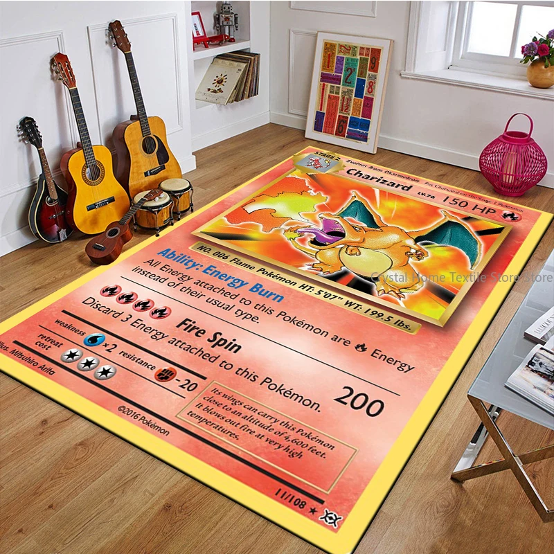 Japanese Anime Pokémon Cards Charizard Carpet for Living Room Home Decor Sofa Table Kids Rug Anti Slip Chair Lounge Floor Mat