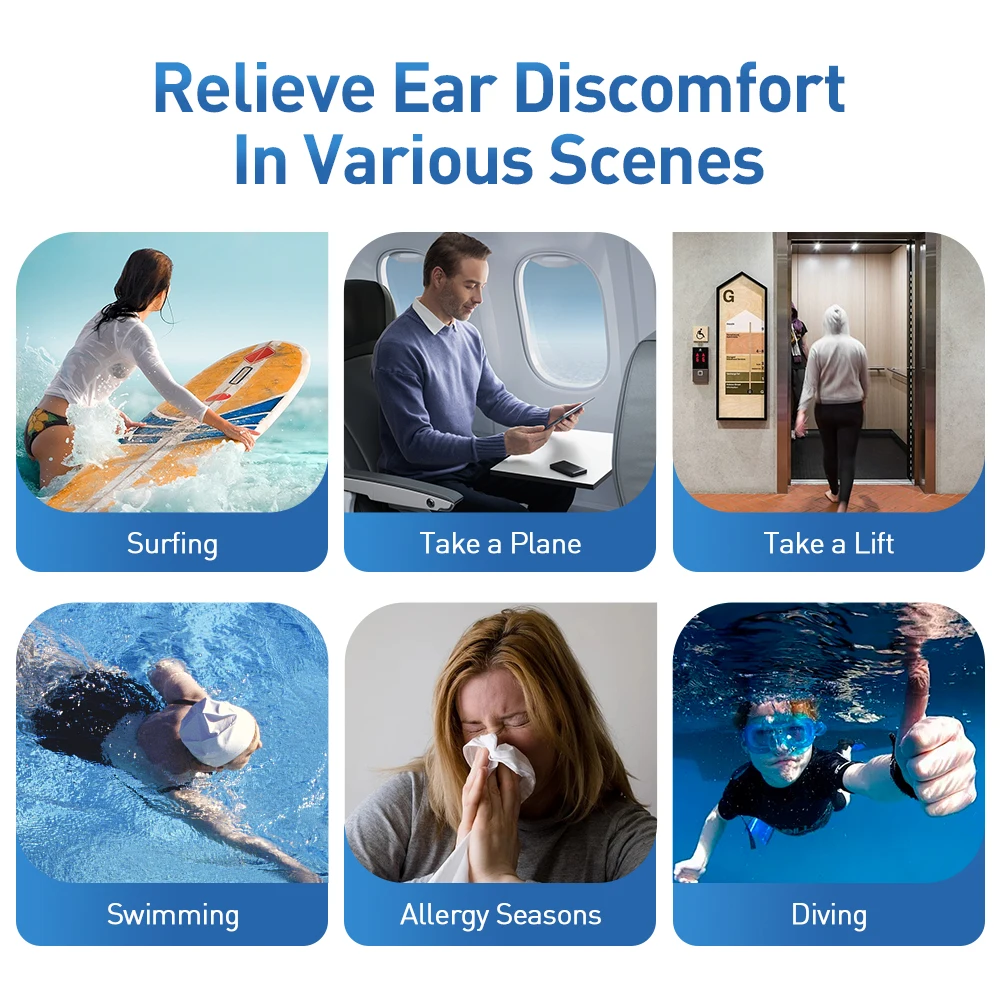 

Balances Ear Pressure Aural Fullness Ear Barotrauma Electric Eustachian Relief Device Tinnitus for Flying Diving Reliever