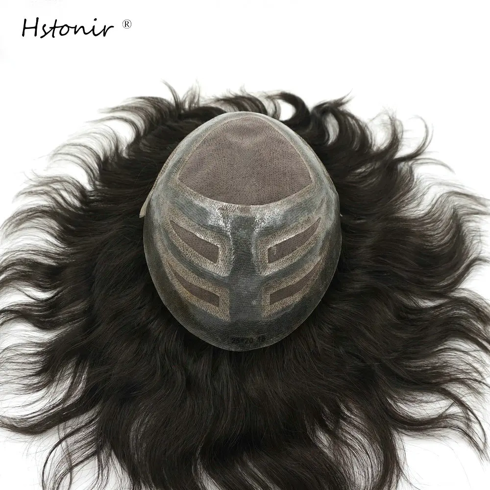 Hstonir Men's Capillary Prothesis Wig Male Toupee Natural Hair Wig 100% Indian Remy Hair Swiss Lace In Front Hair System H010