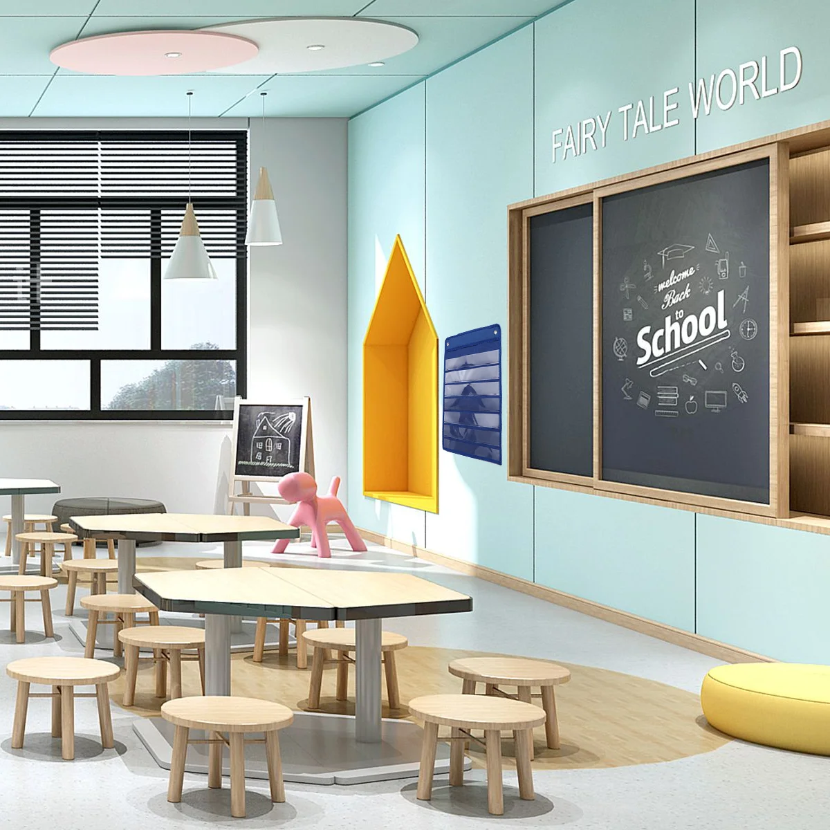 Wall Chart Blank Pocket File Holder Magnetic Sentence Strip Whiteboard for Fridge