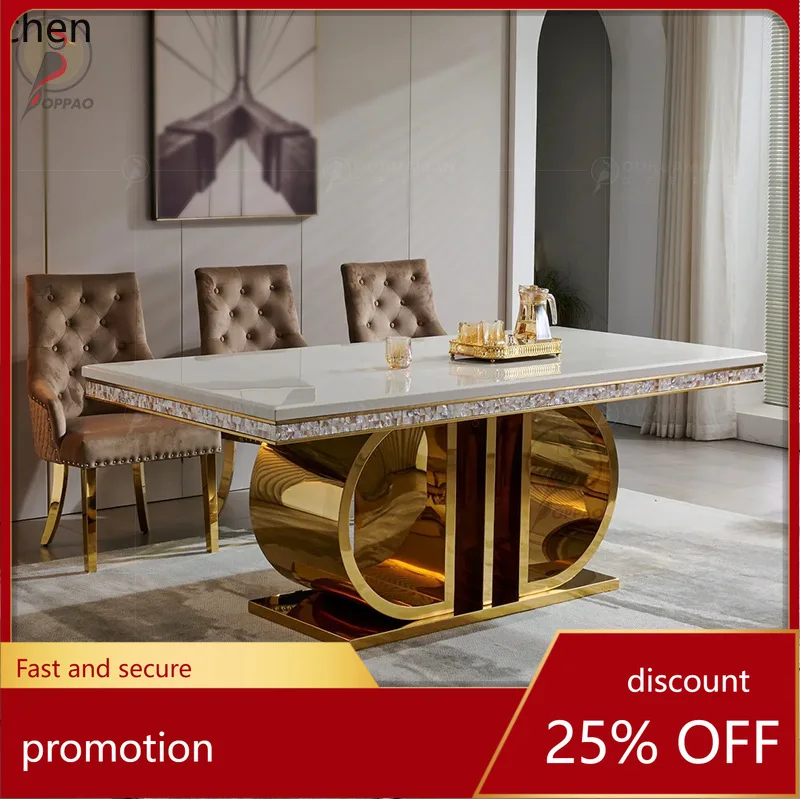 

HXL Marble Dining Table and Chair Set Simple Home Restaurant Rectangular Dining Table