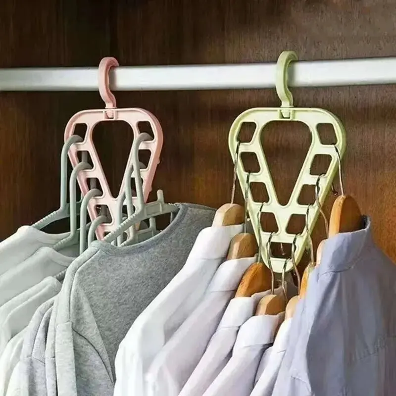 1PC 9-Hole Space-saving Magic Clothes Hanger Closet Organizer Multi-functional 360° Rotating Magic Hanger Drying Racks