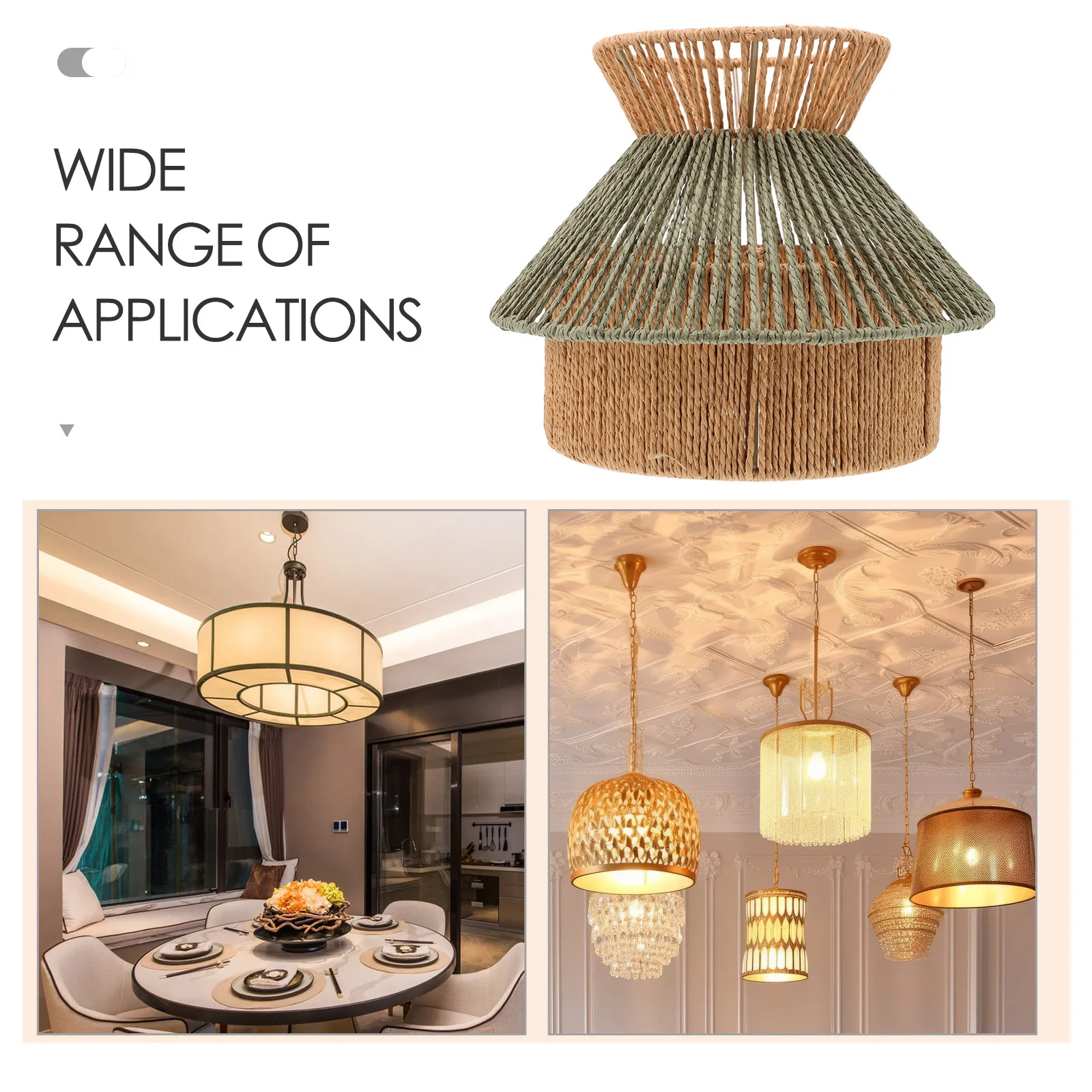 Faux Rattan Lampshade, Hand-Woven Wicker Light Shade for Ceiling Lights, Chandeliers, Floor & Table Lamps