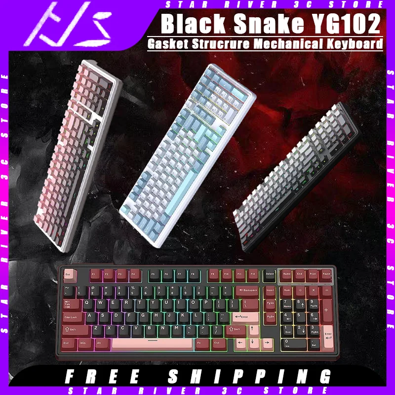 Black Snake YG102 Customized Mechanical Keyboard Wireless Tri-mode Esports Keyboards RGB Gasket Bluetooth Hot Swap PC Office