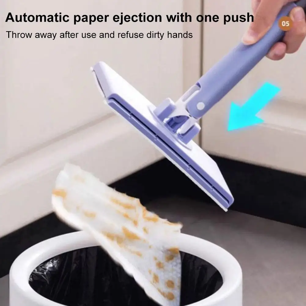 360° Rotating Automatic Cloth Changing Mop Push Pull Handle Face Towel Mop  with Handle for Floors to Cabinets Walls and Mirrors