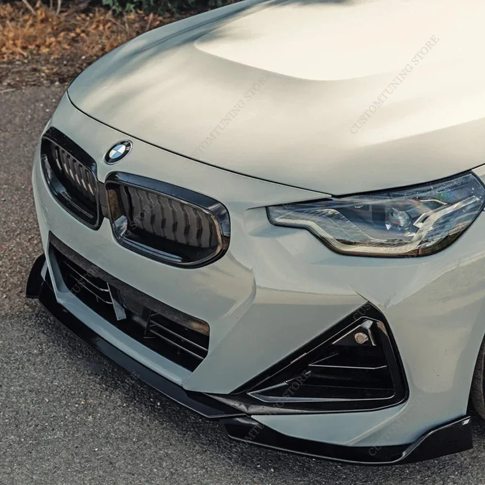 MP Style Gloss Black Front Bumper Splitter Lip Spoiler Diffuser For Bmw G42 218i 220i 220d 230i Coupe M Pack 2022 2023 2024