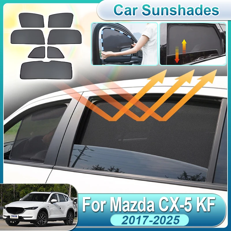 

For Mazda CX 5 Accessories CX5 KF 2017-2025 Car Side Window Sunshade Front Rear Windshield Mesh Sun Visor Covers Car Accessories