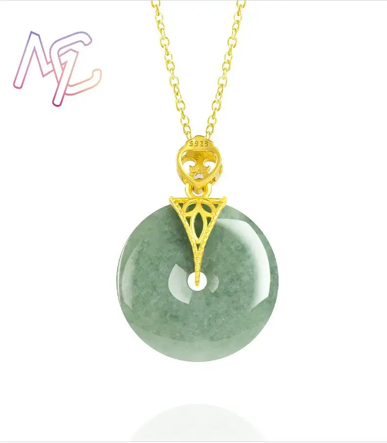 ميانمار الجاديت دونات قلادة قلادة حجر الإكسسوارات مصمم سحر محظوظ البورمية اليشم هدايا للنساء #4