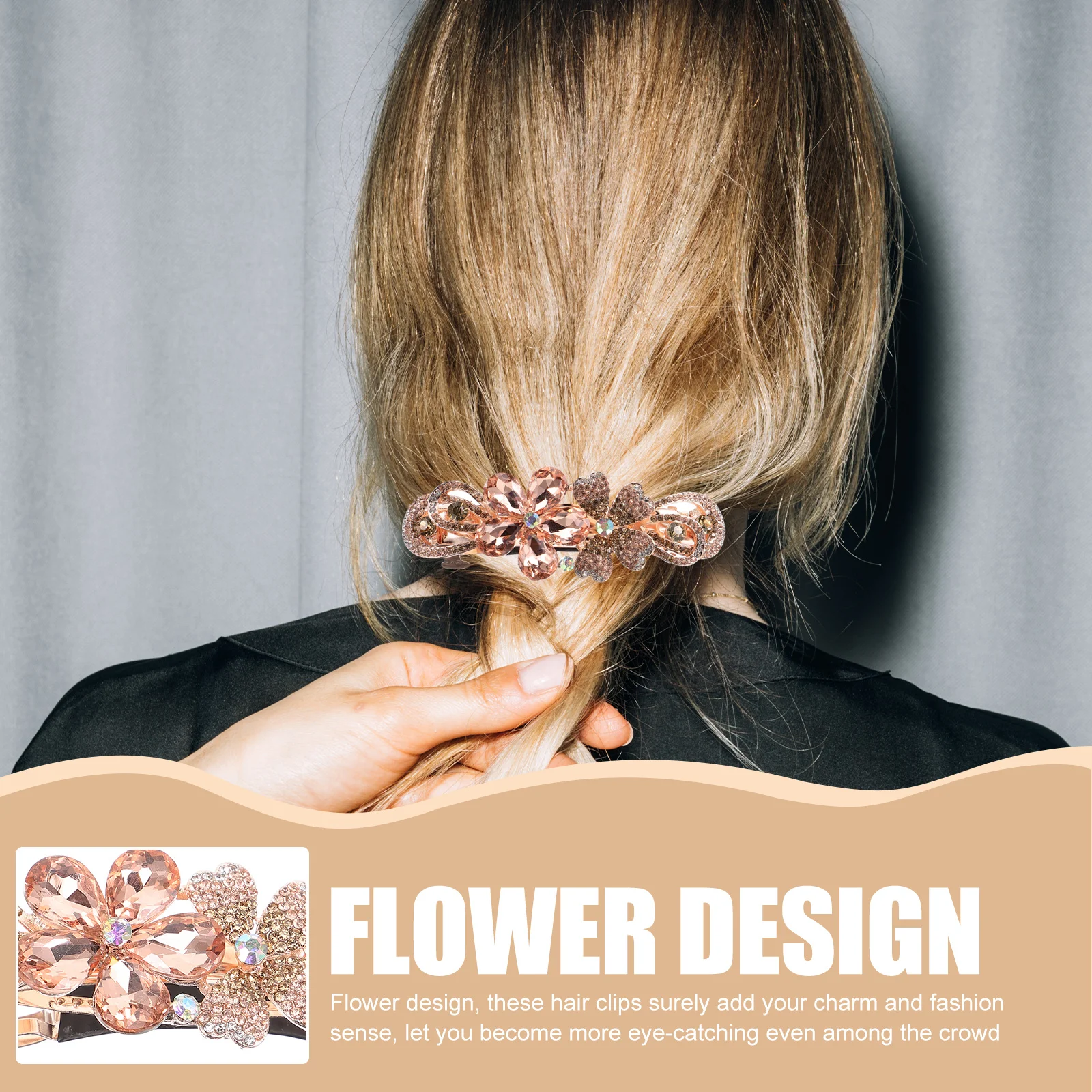 

Rhinestone Flower Clip Spring Barrette Metal Clamp For Women Thick Thin Hair Wedding Party Hair Accessories