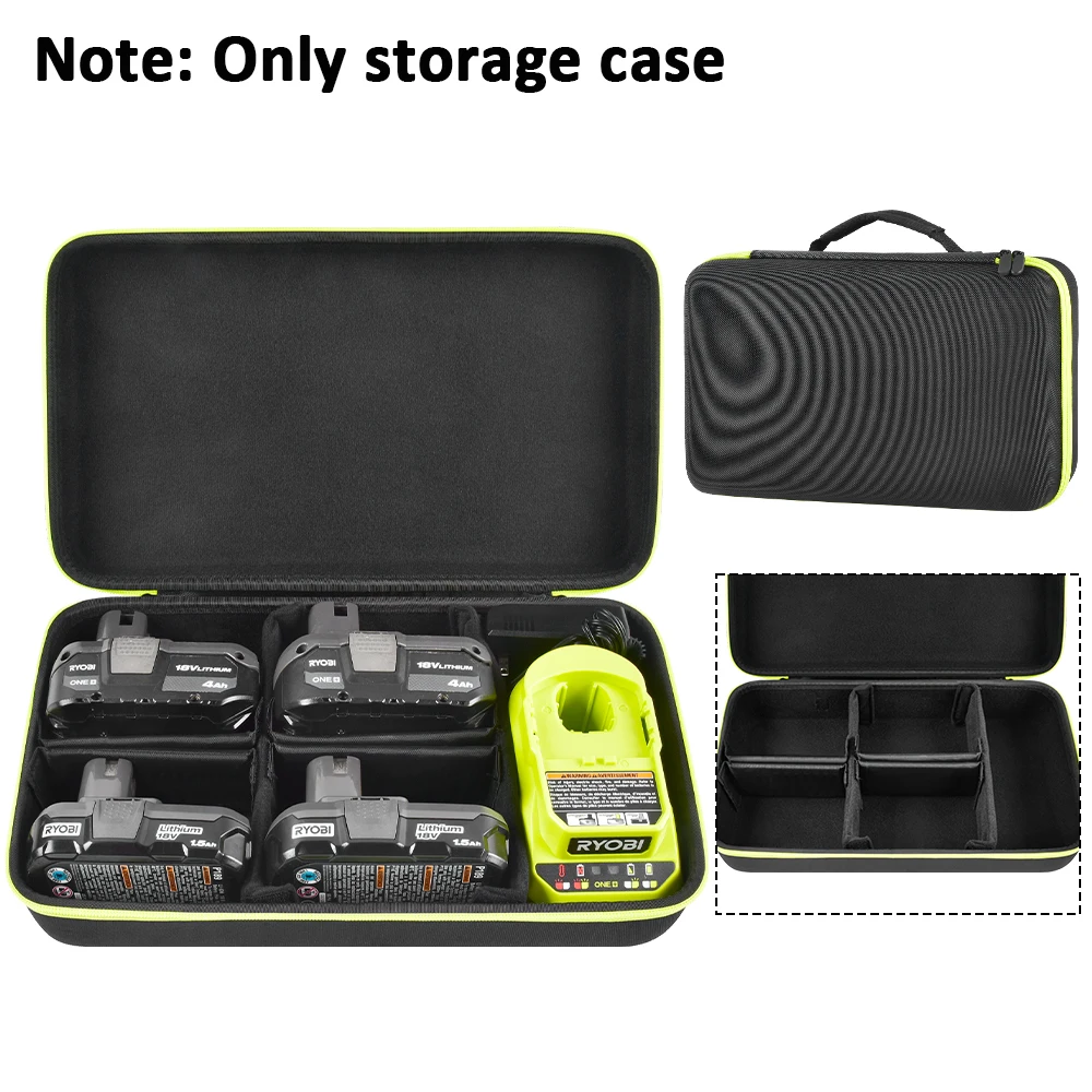 

Storage Bag Compatible with Ryobi ONE+ 18V Lithium-Ion 4.0/3.5/3.0/2.0/1.5 Ah Compact Batteries/ 18-Volt Battery Charger
