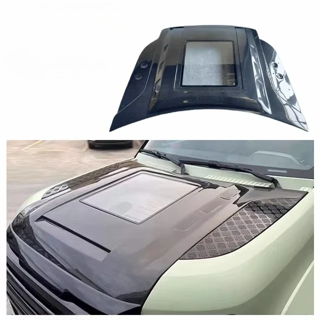 For Land Rover Defender L663 Upgrade Transparency Dry Carbon Fiber Hood Body Kit Defender 90 110 130 Prepreg Carbon Fiber Hood