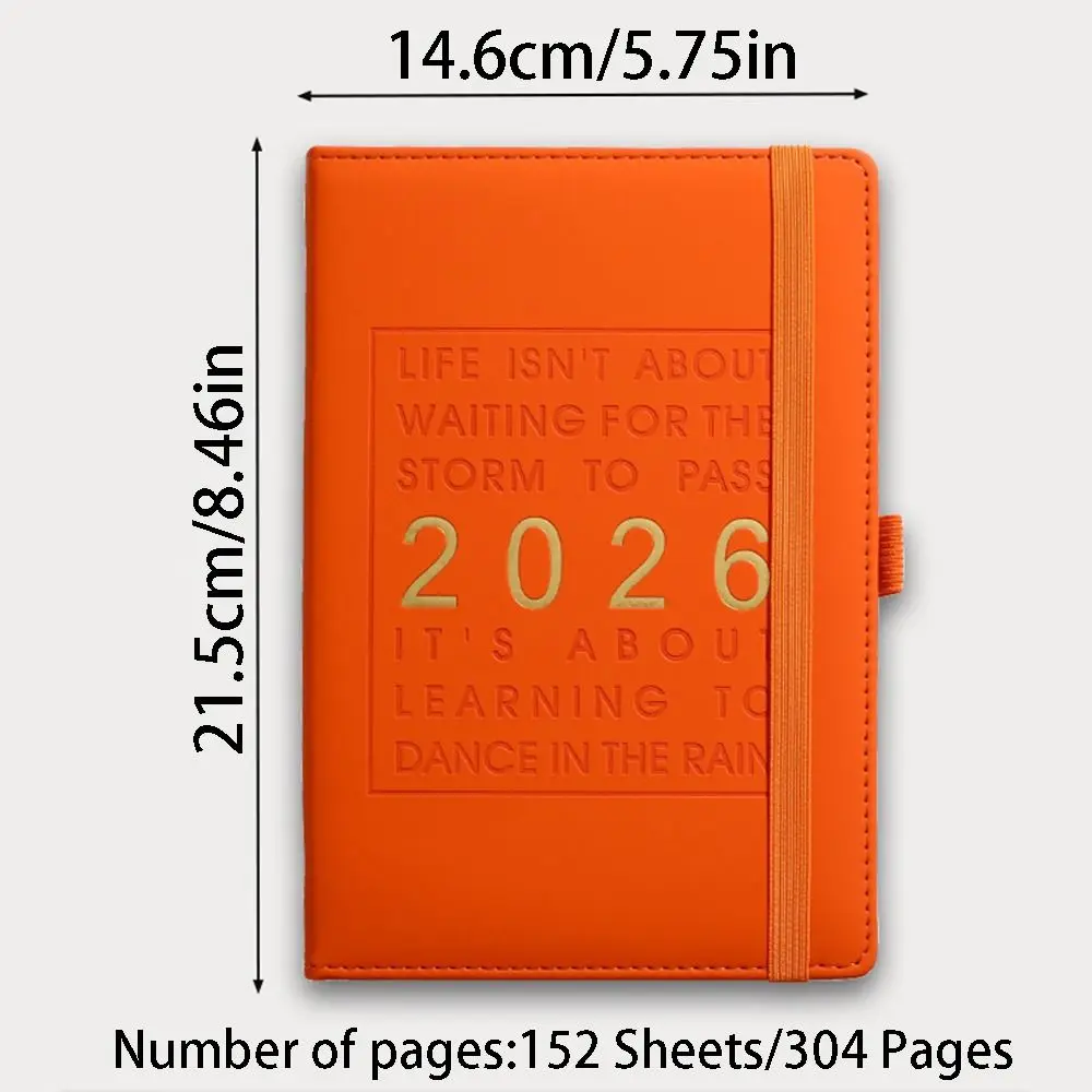 English 2026 Schedule Planner Notepad Wear-resistant 12 Months 365 Days Efficiency Notebook Bookmark Simple Diary Writing Pads