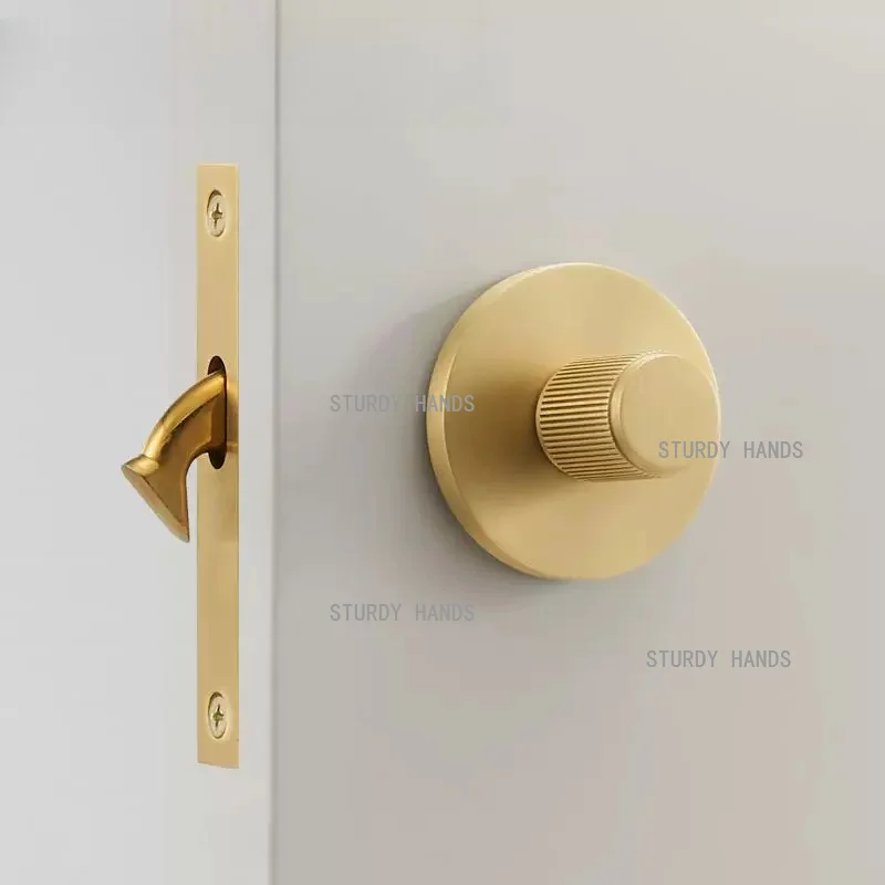 Sliding door lock Bedroom door lock Copper brushed gold bathroom interior movable door lock