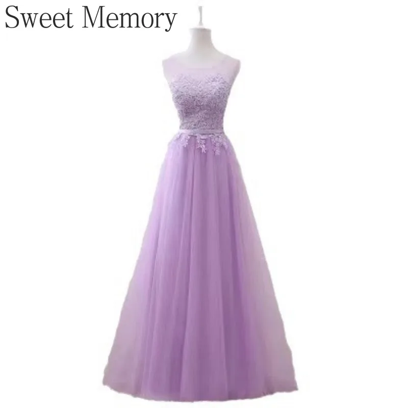 Customized Gray Purple Lilac Bridesmaid Dresses Girls Women Sweet Memory Mesh Tulle Lace Up Corset Evening Party Dress Long