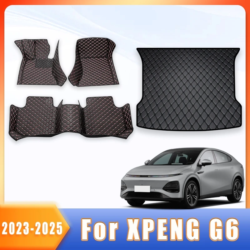 Car Floor Mat Trunk Carpet For XPENG G6 2023 2024 2025 Leather Trunk Cargo Liner Storage Carpet Car Interior Accessories Decor