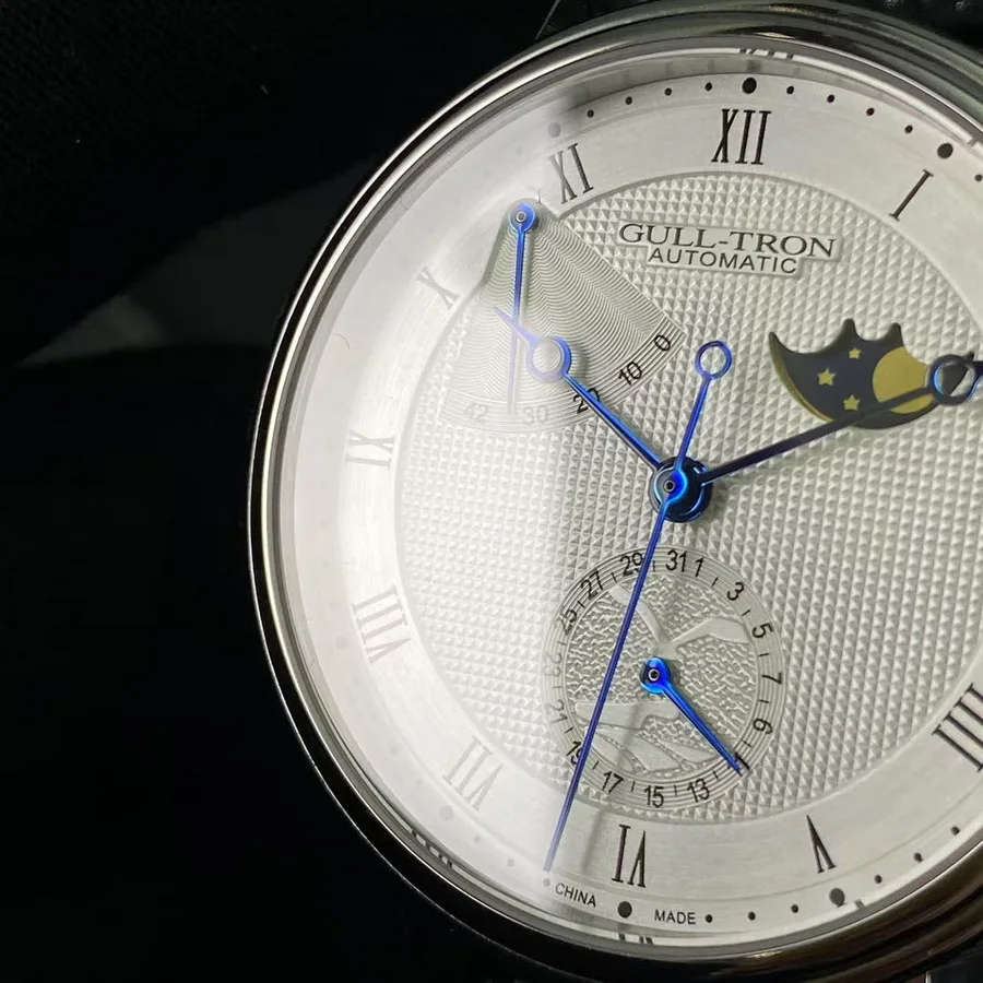 Gull Tron Men Automatic Watch 40MM M​oonphase Mechanical Wristwatch Sapphire Mirror ST2153 Power Reserve Dial