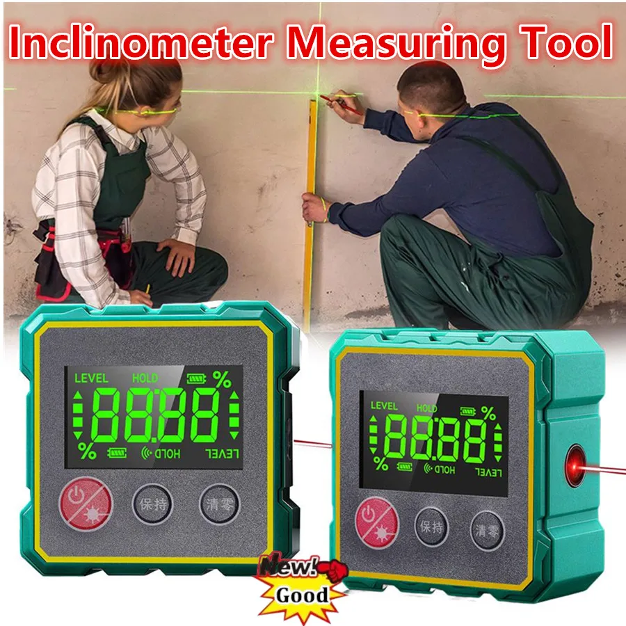 

Магнитный цифровой угловой искатель с электронной лазерной линейкой 360° ° Электронный транспортир с ЖК-дисплеем, мини-инклинометр, измерительный инструмент