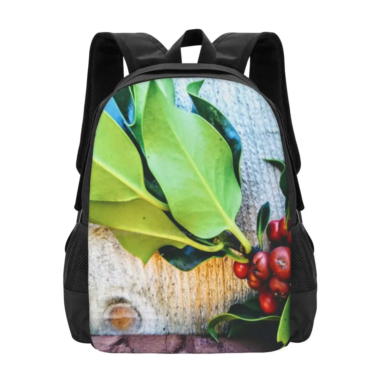 Bright Red Berries And Wood School Bag Big Capacity Backpack Laptop Nature Outdoors City Plants Seattle