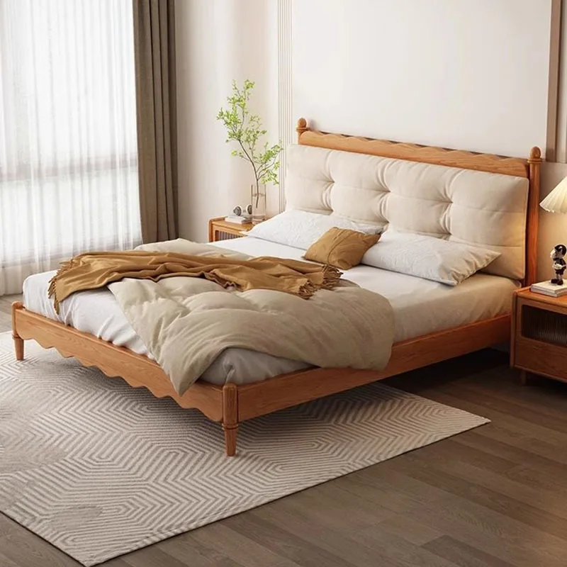 Simple Wooden Bed Design Space Saving Creative Sleeping Headboards Frame Bed Safe Platform Letto Matrimoniale Patio Furniture